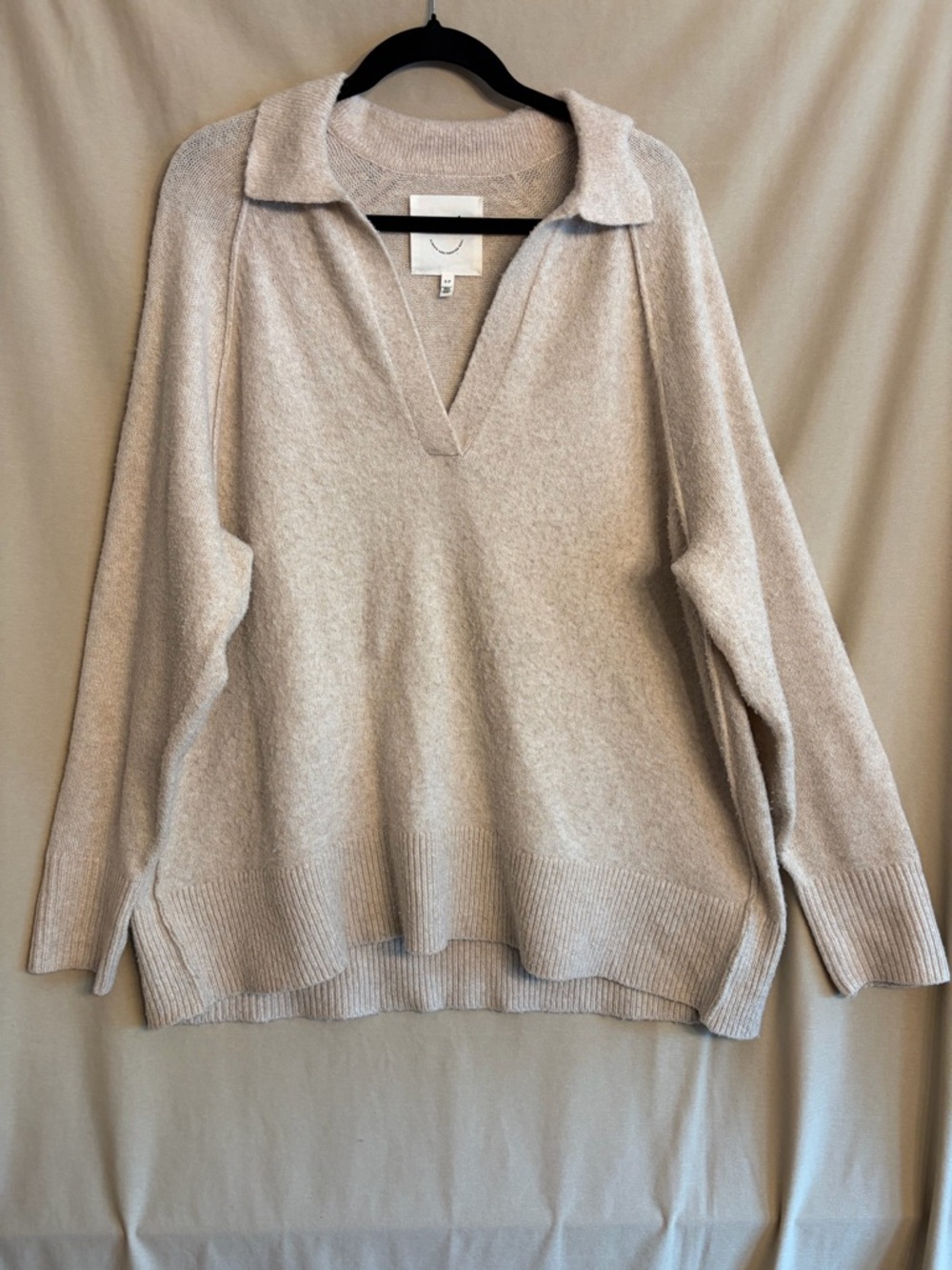 Aerie Cozy V-Neck Polo Sweater - Cream